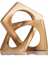 Modern Geometric Gold Knot Statue &amp; Decorative Centerpiece,, Golden Home... - $38.99
