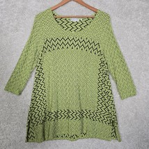 Habitat Womens Tunic Top Size Large Green Long Sleeve Scoop Neck Stretch Comfort - $30.64