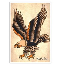 Diving Eagle by Rick Walters Tattoo Artist Black Market Art Print Unframed/Frame - £15.69 GBP+