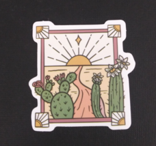 Framed Cactus On Desert Road Desert Sticker 2.25&quot; (AT) - $1.64