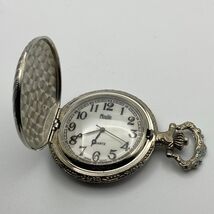 Elegant Silver Tone Moulin Pocket Watch - New Battery! - $25.22