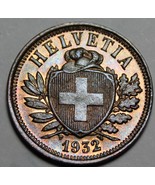 Switzerland 2 Rappen, 1932 Gem Unc ~Almost 90 Years Old~Original Mint Lu... - £15.33 GBP