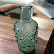 Vintage Canada Green Glass Bottle Decanter Embossed Leaf Pattern - £15.73 GBP