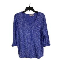 Chicos Womens Sweater Shirt Adult Size 2=Large Blue Long Sleeve V Neck N... - £18.17 GBP