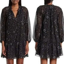 nwt $495 DEREK LAM 10 CROSBY Juno Celestial dress 4 moon+stars chiffon m... - £78.50 GBP