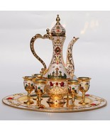 8pc. New Arrival Golden and White Coffee / Wine / Tea Set Castle Pattern !  - $341.91 CAD