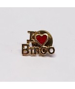 I ❤️ Bingo Heart Red Golden  Jewelry Broach Enamel Rare Lapel Pin Pinback - $206.98 MXN