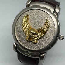 Charles Delon Quartz Watch Men Silver White Leather Eagle Cover Analog New Batte - £20.69 GBP