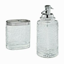 Pioneer Woman Amelia Clear Soap Dispenser Toothbrush Holder Vintage-Styl... - £20.61 GBP