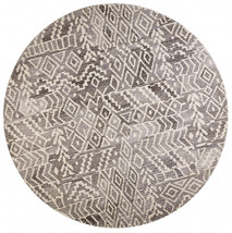 8' Gray and White Round Wool Abstract Hand Tufted Area Rug - €449,29 EUR