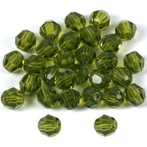 An item in the Crafts category: 30 Olivine Round Swarovski Crystal Beads Parts 5000 4mm