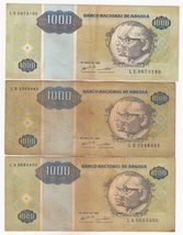 Angola, 1000 Kwanzas, 1995, (full of 3) Banco Nacional Angola Billets Ba... - $11.30