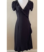 Ann Taylor LOFT Black V-Neck Short Sleeve Long Wrap Ruffle Dress Size 8 - $428.73 MXN