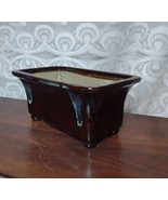 Vintage Handmade Art Studio Pottery Footed Square Planter Brown Glazed L... - $37.39