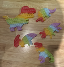 5 Pack  Dinosaur Pop Fidget Toys Glow in Dark Fun Rainbow Colored Dinosaurs NEW - £12.72 GBP