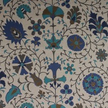 Lacefield Designs Calypso Marina Blue Timur Seafoam Suzani Floral Fabric By Yard - £10.88 GBP