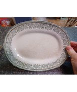 Antique Mercer China Manhattan 11.5&quot; Oval Serving Platter Green Floral G... - $40.72 CAD