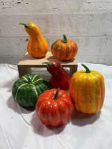 Lot of 6 Fall Colors Pumpkins Squash Gourds Foam Faux Vegetables Fall Autumn - £9.45 GBP