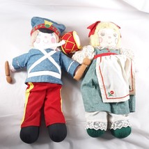 Vintage House of Hatten Drummer Boy And Girl In Apron Fabric Dolls - £20.25 GBP