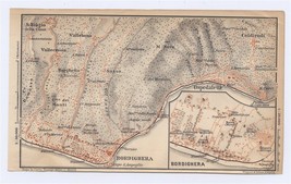 1899 Antique City Map Of Bordighera / Liguria / Italy - £19.45 GBP