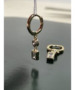 Shashi Gold-Plated Huggie Hoop Drop Dangle CZ Earrings Hinged - £19.51 GBP