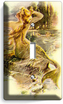 Mermaid Grooming Hair By The River Light Switch 1 Gang Plate Bathroom Room Decor - £8.09 GBP