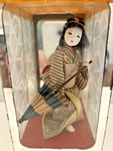 Japanese Geisha Doll In Mirrored Lucite Box from Grandson USN to Grandma... - $55.03