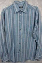 GORGEOUS Ermenegildo Zegna Blue Stripes Silk &amp; Cotton Shirt XXL Made in Italy - £64.54 GBP