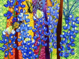 butterfly garden with bluebonnets iris flowers ceramic tile mural backsplash - £47.47 GBP+