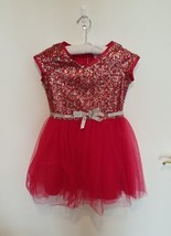 American Girl Red &amp; Silver/Gold Sequin Dress With Tulle Skirt Girl&#39;s Siz... - £30.33 GBP