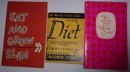 Vintage 3 Diet Pocket Books Diet Eat &amp; Grow Slim Your Guide To Weight Control  - £3.17 GBP