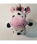 Plush Toy Cow Hand Puppet Black White Pink Lined Unbranded 9&quot; Farm Prete... - £10.17 GBP