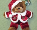 2005 SNOWFLAKE FRIENDS Teddy Bear with TAG 13&quot; Tan Brown Red Santa Suit ... - $22.50