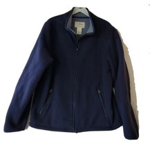 LL Bean Mens Large Tall Deep Pile Fleece Blue Sherpa Zip Jacket - £21.16 GBP