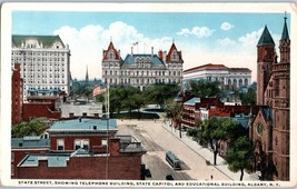 State Street Telephone Education and Capitol Buildings Albany New York Postcard - £5.89 GBP