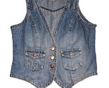 Bill Blass Vintage 1980&#39;s Full Button Women&#39;s Denim BlueJean Vest w/Pock... - $20.15