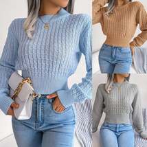Autumn Winter Women New Fashion Street Style Twist Long Sleeve Knitted Sweater - £34.06 GBP