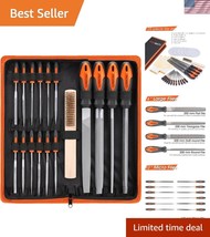 25Pcs Premium Metal File Set with Carry Case &amp; Ergonomic Handles for Woo... - $728.59 MXN