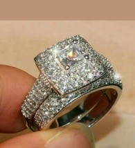 10K Plaqué or Blanc 2CT Princesse Simulé Diamant Mariage Bague Mariée Femme - £106.11 GBP