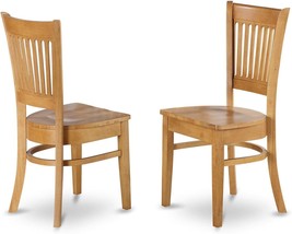 East West Furniture Vancouver Kitchen Dining Slat Back Wooden Seat Chairs,, Oak - £132.69 GBP