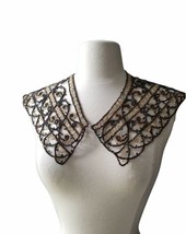 Antique Edwardian soutache irridescent beaded collar yoke trim needs fix - $79.20