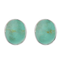 Simply Boho Oval Green Turquoise Sterling Silver Stud Earrings - £9.48 GBP