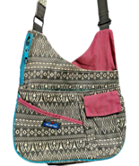 Kavu rope handle crossbody bag Pink/Black/White/Aqua Aztec Patterned 14x... - $834.68 MXN