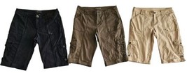 Lot 3 St. John&#39;s Bay Capri Cargo Pants Petite Women&#39;s 8P Navy Brown Beig... - $17.81