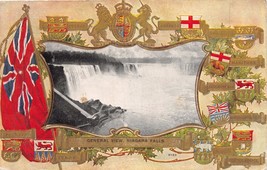 Niagara Falls Canada General View Horseshoe Falls~Gilt Flag Crests Postcard 1909 - £8.72 GBP