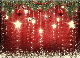 7x5ft Red Christmas Backdrop Sparkling Stars Christmas Backdrops for Pic... - £23.88 GBP