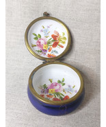 Vintage Handpainted Porcelain Cobalt Blue Trinket Box - $679.50 MXN