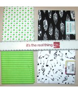 QUILT LOT #3 Green Rose Black &amp; White Fabric Fat Quarters 4 pieces - £4.69 GBP