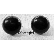 Vintage/Antique Screw Back Earrings Black 1/2 Moon shaped - £7.86 GBP