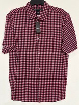 NWT Marc by Marc Jacobs Men&#39;s Red lack Check Dress Shirt Sz Large MSRP $188 - $36.62